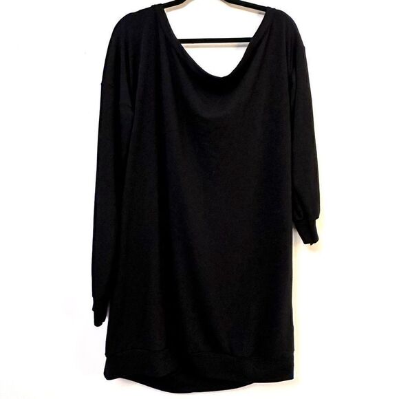 Missguided Womens Plus Size Off The Shoulder Mini T-Shirt Dress Black Size 12 - Picture 1 of 5